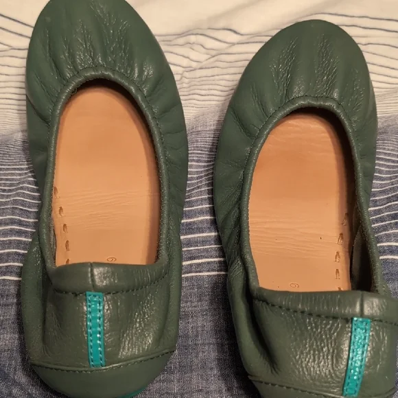 Pacific Green Leather Tieks Ballet Flats - Picture 5 of 7